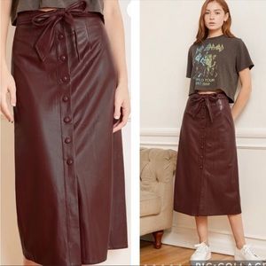 Truth By Republic Faux Leather Midi Skirt in BLACK Sz S